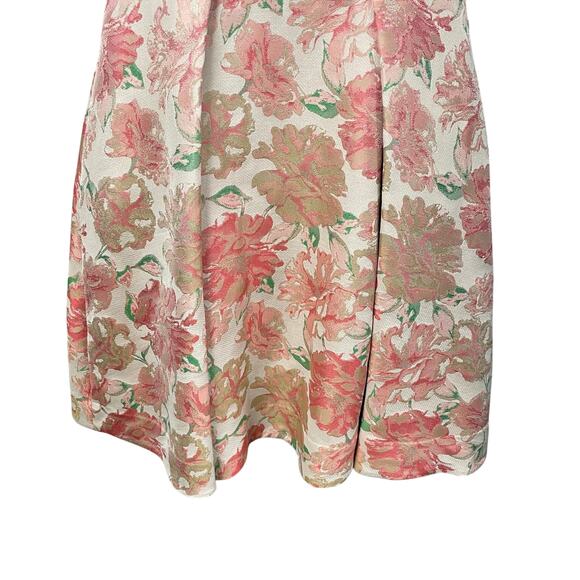 Maggy London Floral Jacquard Fit and Flare Sleeveless Dress Pink Cream Size 12 - Picture 7 of 7